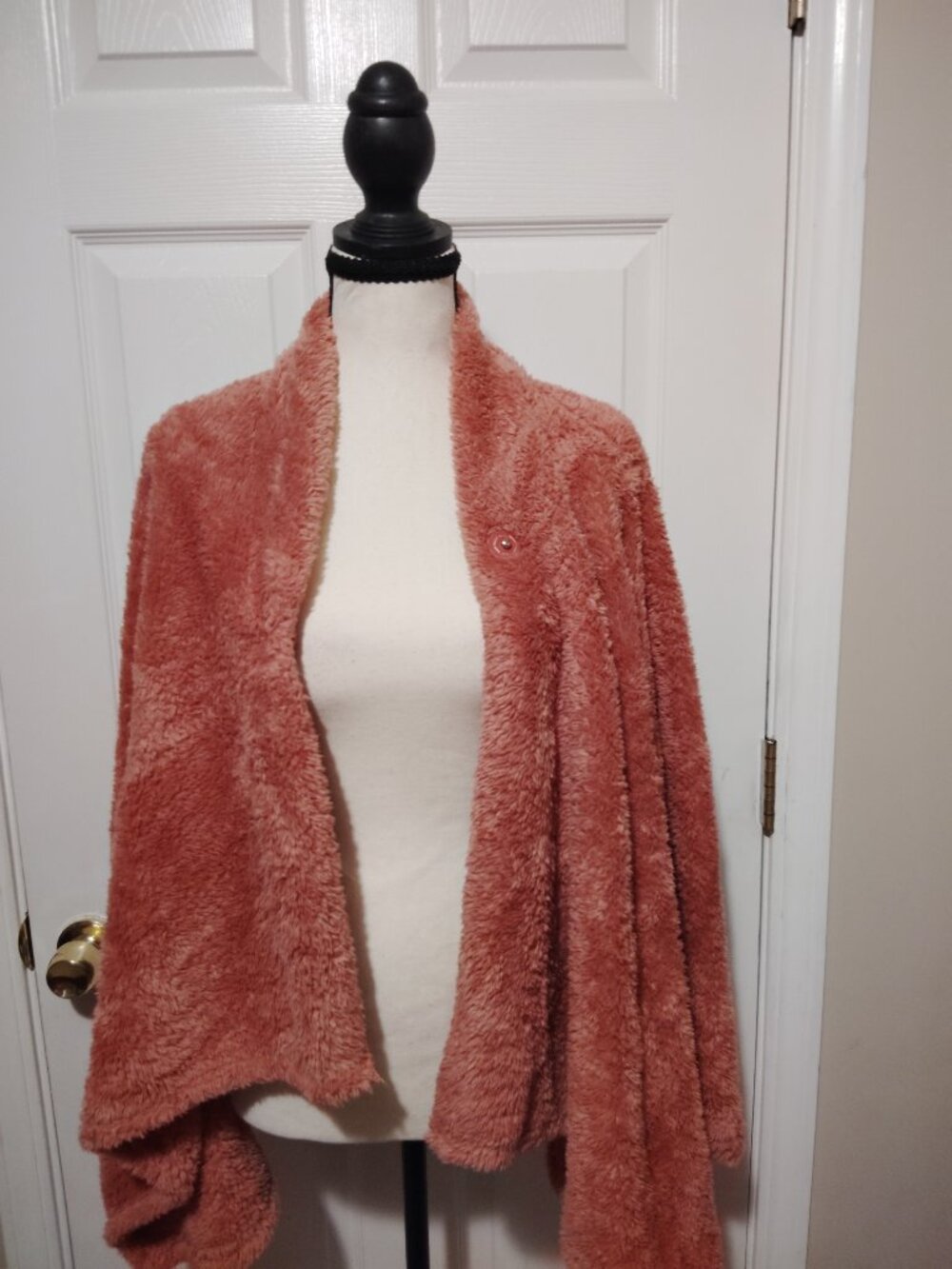 Bobeau Fall Fashion Faux Fur Waterfall Women's Cardigan Size XS/Small Dusty Rose - Picture 2 of 5